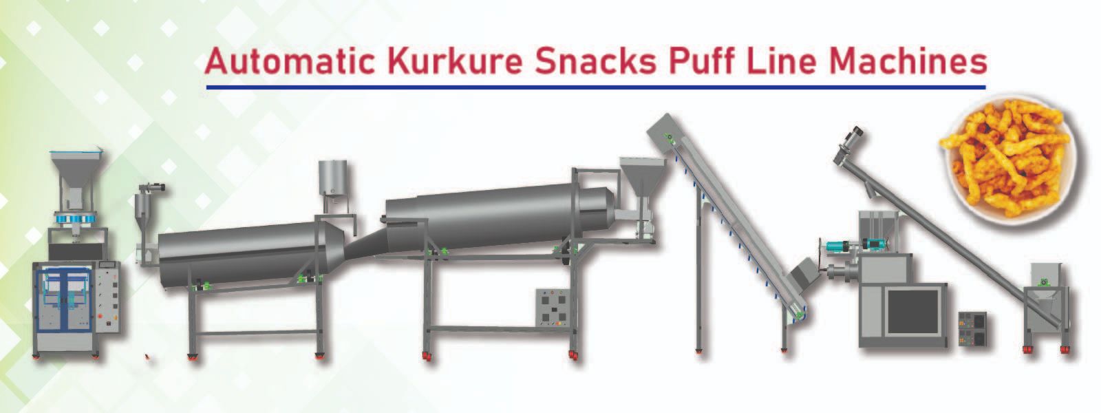 Automatic Kurkure snacks puff line Food Processing Machine Manufacture
