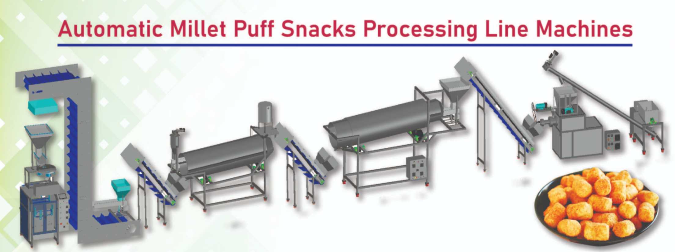 Automatic Milet Snacks Puff Processing line machines